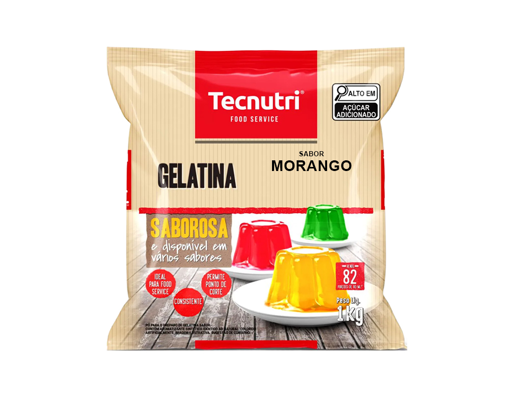 GELATINA MORANGO TECNUTRI 1 KG (CX 10 PCT)